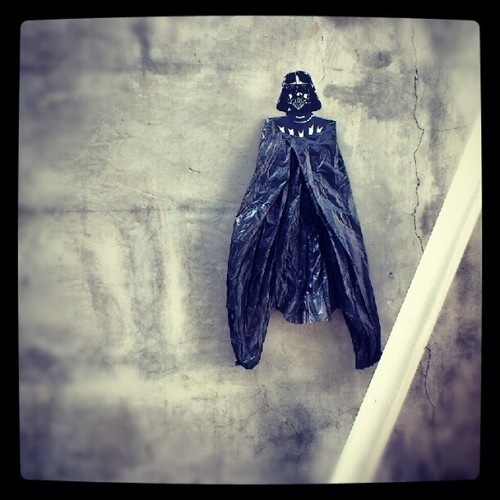 My ongoing intervention art project utilizing plastic bag waste in Jakarta. Plastic bag Vader http://roovie.net #public #installation #roovie #vader #art #darth #bag #plastic #intervention