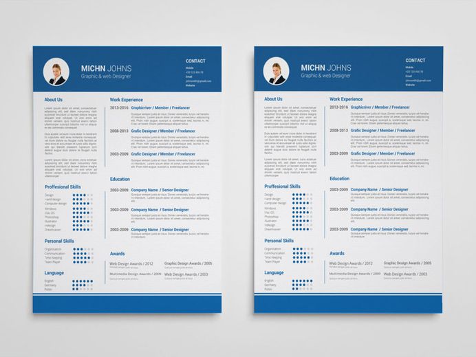 Clean Blue - Free Clean Blue Resume Template in Illustrator Format