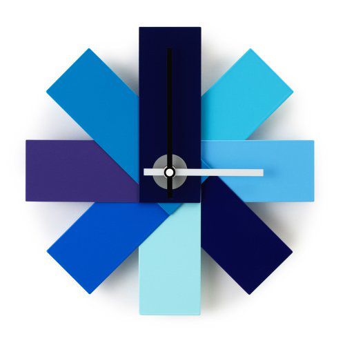 11" Pinwheel Wall Clock with Bright Blue Panels
