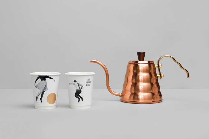 the penny drop cafe by pop and pac melbourne australia beautiful interior design branding logotype copper wood graphic modern coffee inspira