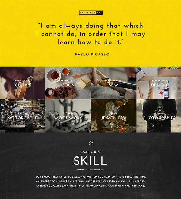 CraftsmanAve - Learn a New Skill #chalk #ui #website #vintage #landingpage #craftsman