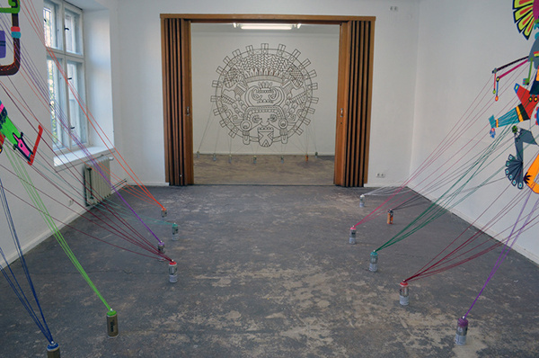 Central American inspired Mural installations #mural #installation #string #design #maya #mexican #art