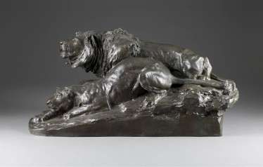 JOSEPH FRANZ PALLENBERG in 1882, the Cologne - 1946 Düsseldorf-Lying pair of lions
