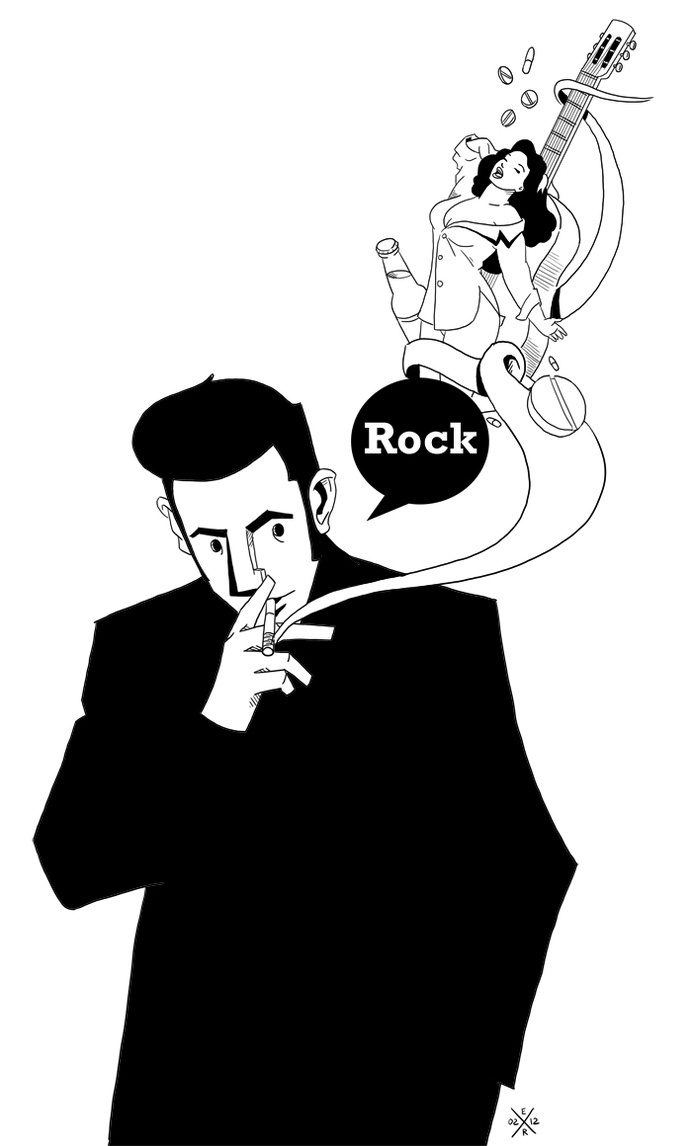 Edouard Relou #rock #human #illustration #man #smoking