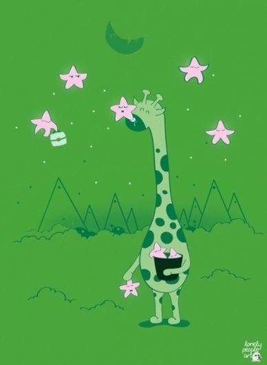 Lonelypeopleart :: drawing diary for lonely people, 29th Aug 2011Â : Star CollectorÂ Illustration is... #giraffe #stars #art #animals #kids #lonelypeopleart