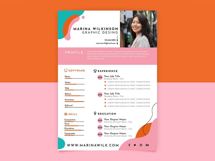 Free Colorful Abstract Resume Template for Job Seeker