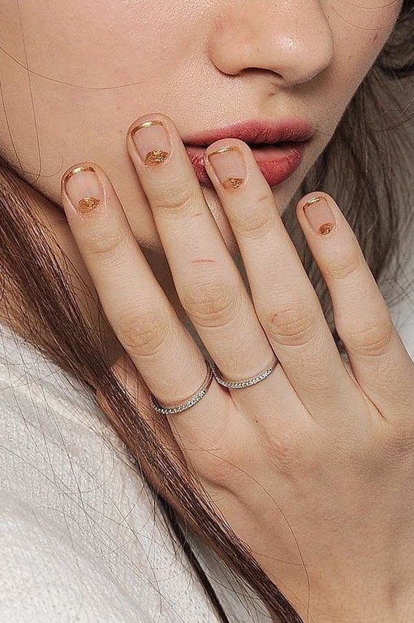Gold Tip Half Moon Mani