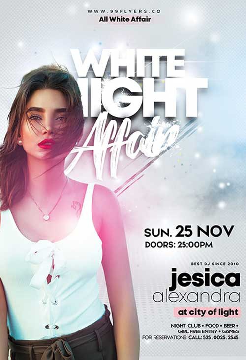 White Night Affair Party Free Flyer Template
