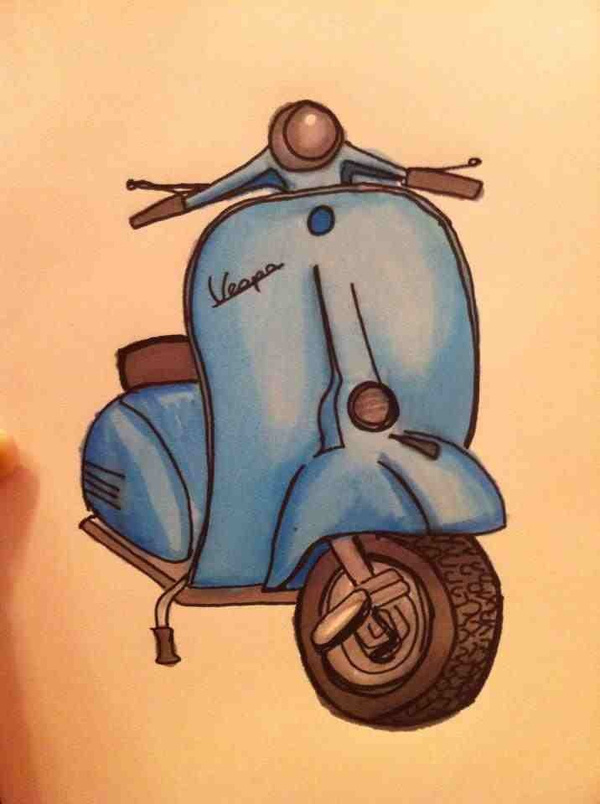 Vespa Drawing #marker #vespa #illustration #blue #pro #sketch