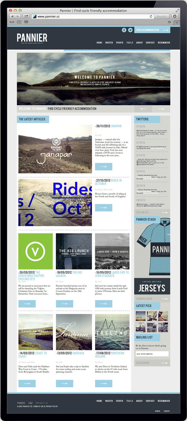 Project 53: Pannier, for the traveling cyclist. #design #road #grid #blue #light #blog #cycling #layout #web