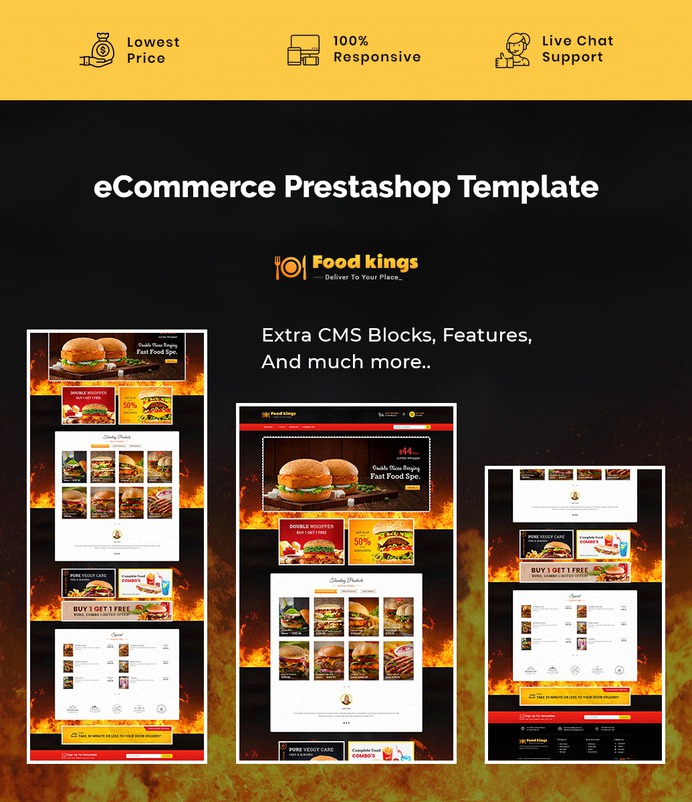 #Fast #Food #Kings Store - #Prestashop #Responsive #Theme | #TemplateTrip #eCommerce #Website #Template