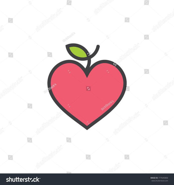 love heart apple fruit symbol logo