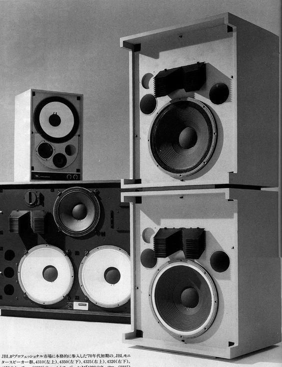 1970's JBL Monitor Lineup (clockwise from top left) 4310, 4325, 4320 and 4350 © Stereo Sound Publishing Inc. (Japan), Courtesy Koji Onodera