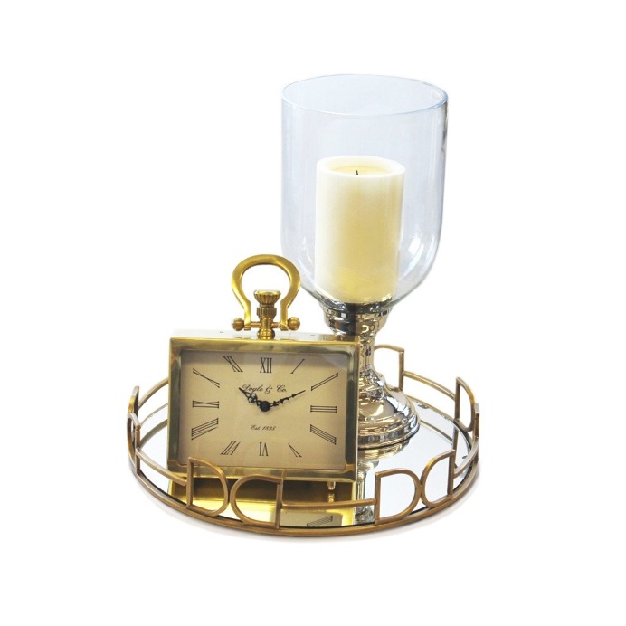 Gold Buckle Mirror Tray 42cm