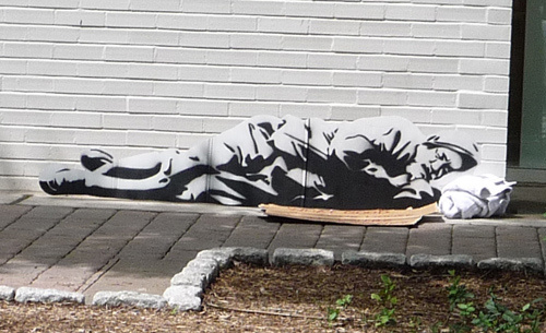 homeless7 #urban #political #cut #cardboard #installation #city #banksy #paint #art #street #spray