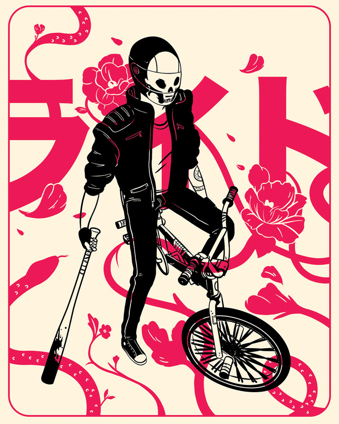 Robots Cry Too [ Featuring nook (@Raccoonnook) ] Curated by Gabriel Suchowolski ( microbians ) #comic #skull #bike