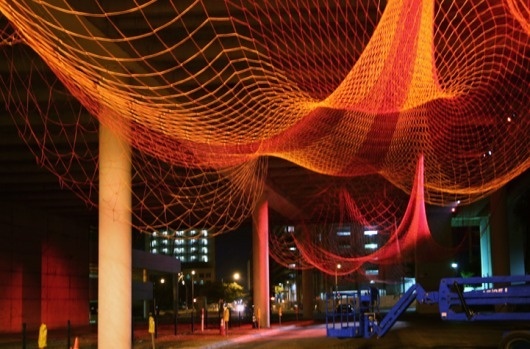 Giant Net Sculptures Color the Sky - My Modern Metropolis #janet #installation #by #art #echelman #net #neon