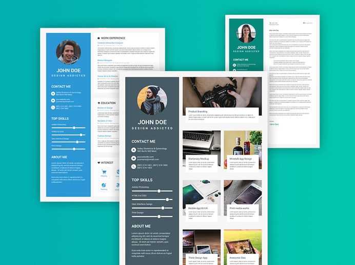 Free Material Design Resume Template with Elegant Style