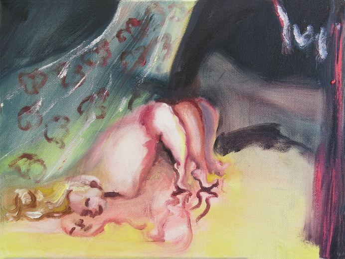 Striptease , oil on canvas, 11 x 9 inches, 2017