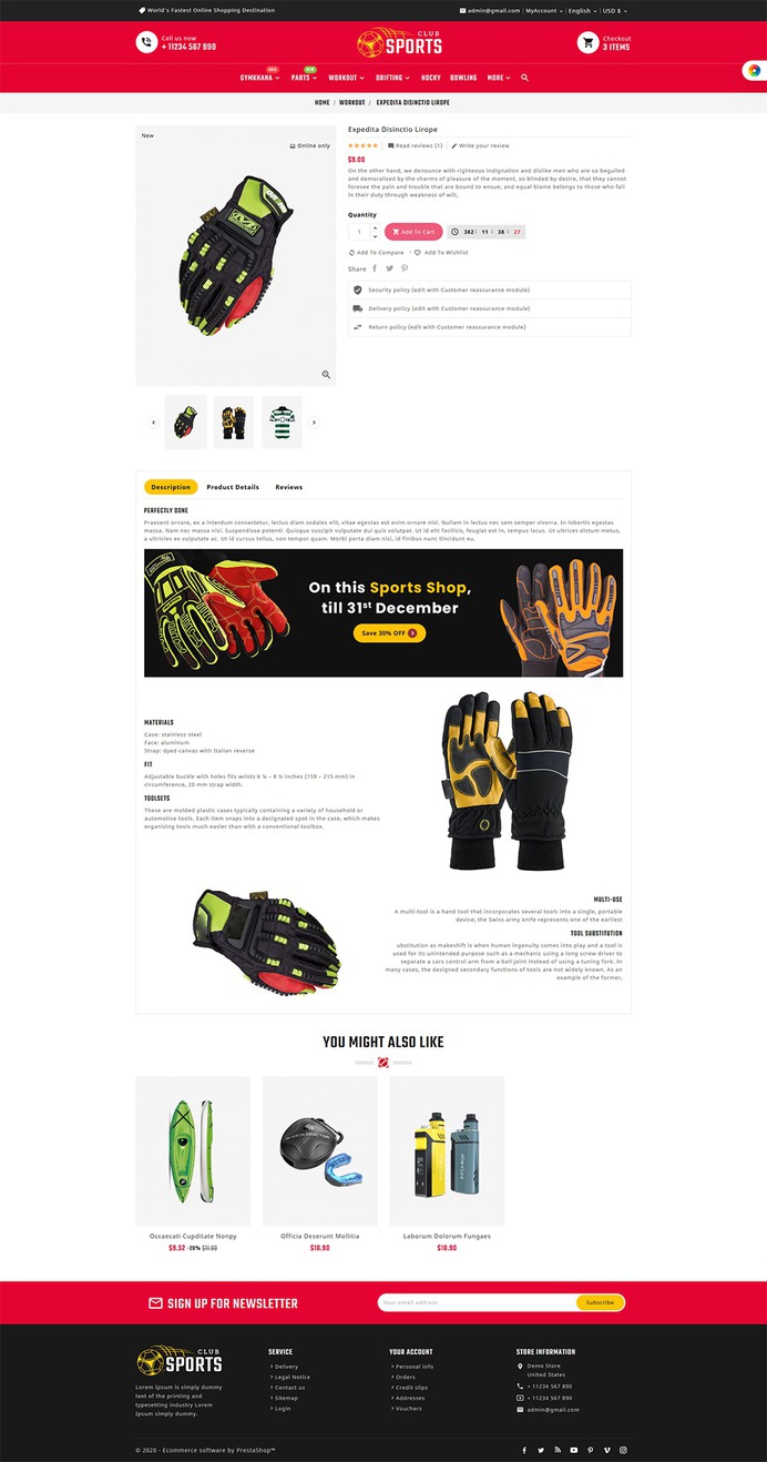 Sports Club & Activities - Prestashop Responsive Theme | TemplateTrip