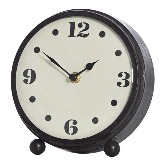 Mavis Black Metal Table Clock, 18 cm D