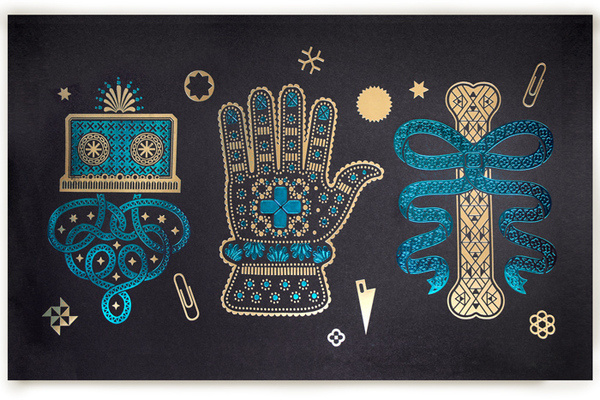 reliquary #illustration #hand #prints #foil