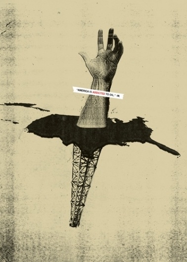Design Fodder (America is Addicted to Oil poster by Jude Landry.) #america #screenprint #poster #oil