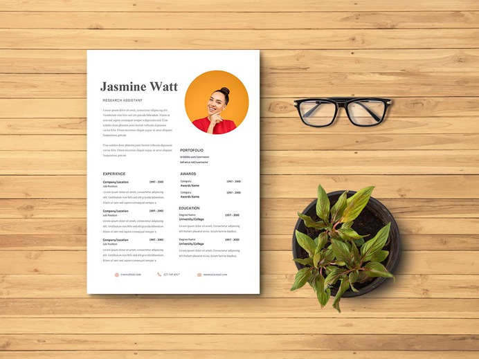 Free Research Assistant Resume Template with Clean Design