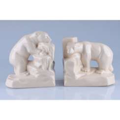 TWIN MUKENDI (BOOKENDS) IN THE FORM OF POLAR BEARS. FRANCE