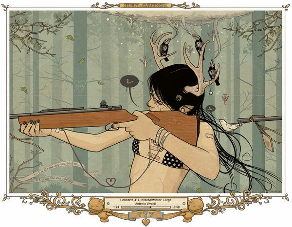 ImageShack® Online Photo and Video Hosting #rifle #deer #vector #girl #illustration #milk