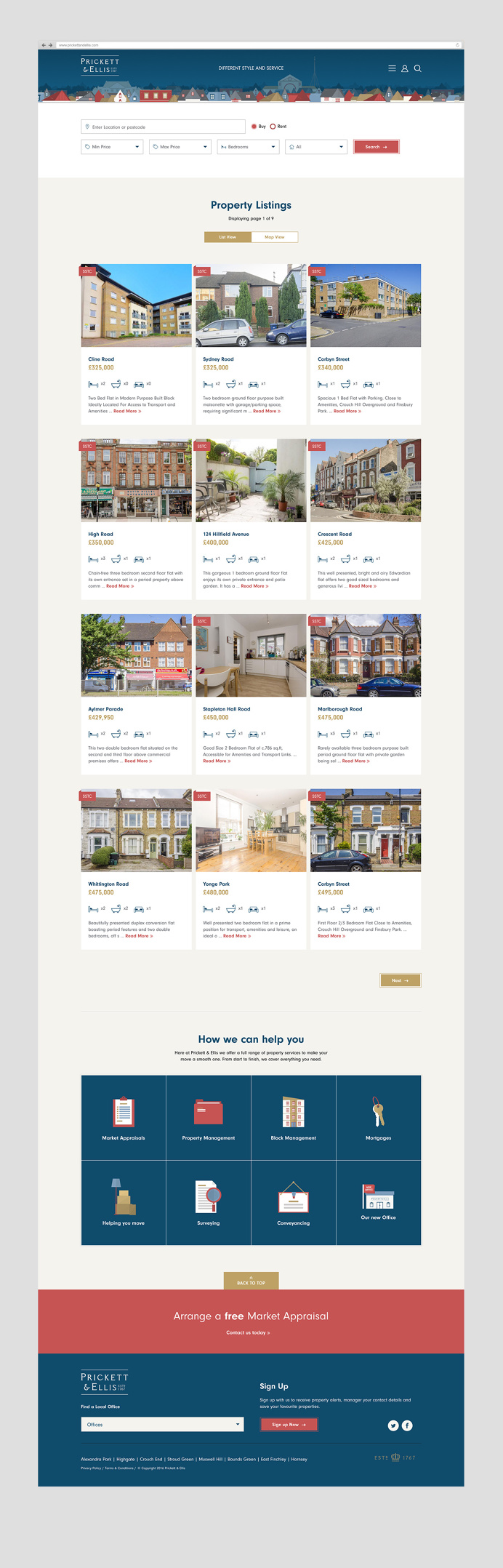 Prickett & Ellis #Rebrand #BrandIdentity #Inspiration #WebDesign #Property #Search #Digital #Web