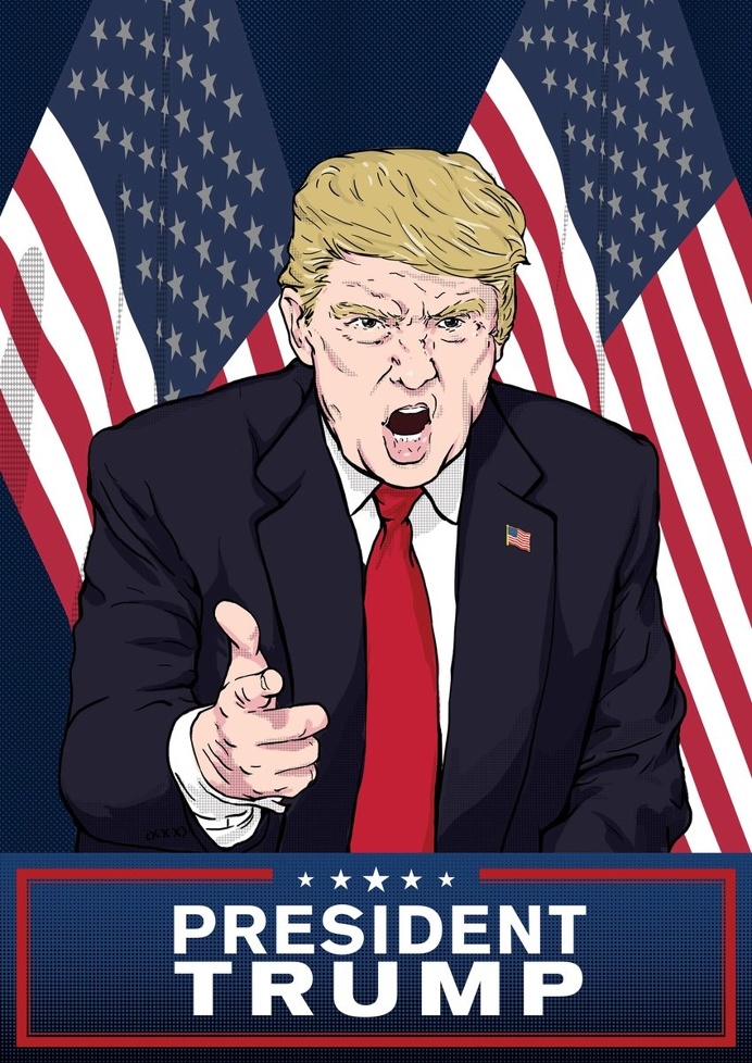 President - Donald Trump illustrated poster #trump #poster #illustration