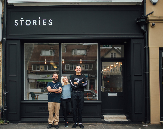 Brand identity for café 'Stories' restaurant bar cafe subtle minimal branding corporate graphic design visual identity coffee eat food prin