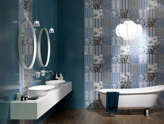 Great Colour Trend in Bathroom Wallcovering - #bath, #interior, #decor, #wallcoverings, #walls, #walldecor