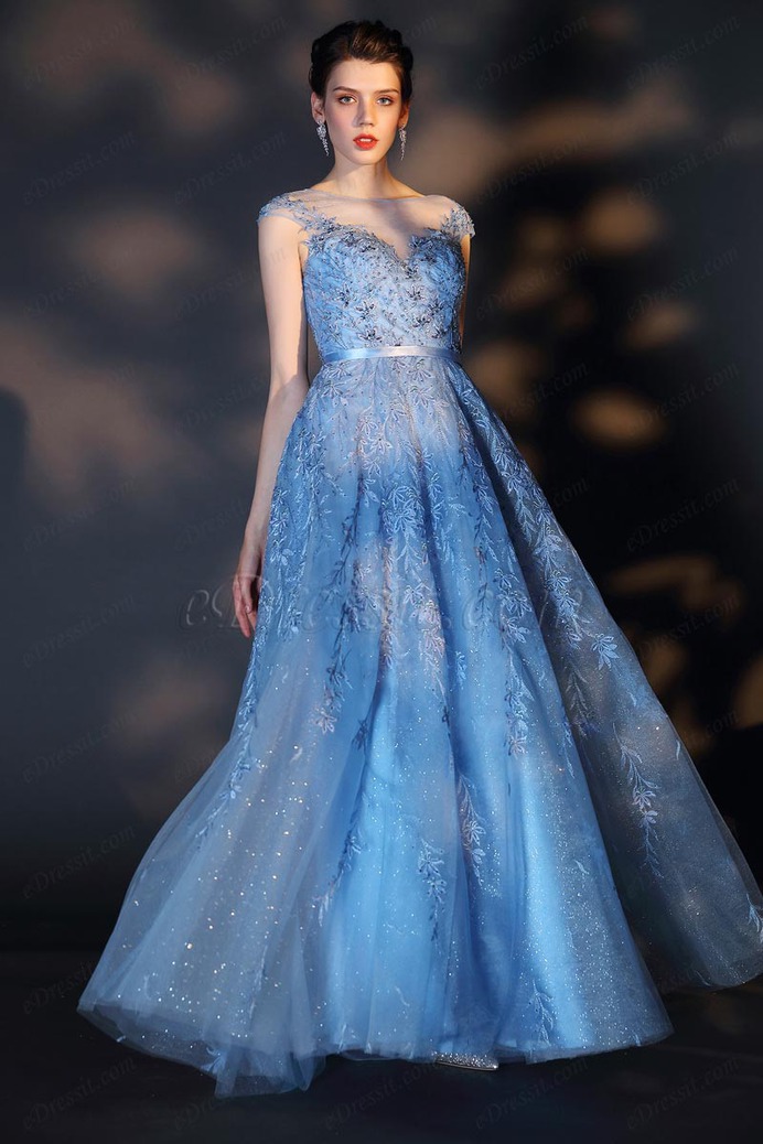 eDressit Elegant Cap Sleeveless Lace Applique Formal Dress (02204105)