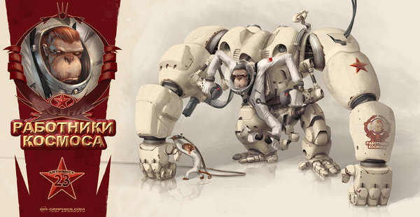 Space Worker with robotic suit by ~Kai-S #drawings #& #conceptual #illustrations #digital #art #paintings
