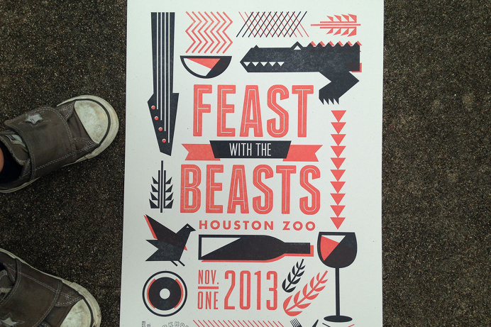 Feast with the Beasts letterpress event poster. Produced by Workhorse Prints.