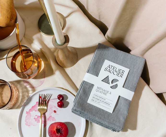 Atelier Saucier Branding - Mindsparkle Mag Nice People designed the branding for Atelier Saucier – an energetic, modern, and playful brand, supporting restaurants and home entertaining one napkin at a time. #logo #packaging #identity #branding #design #color #photography #graphic #design #gallery #blog #project #mindsparkle #mag #beautiful #portfolio #designer