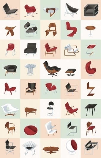 Modern Furniture Mid-Century Poster – Graphic Design, Illustration inspiration on MONOmoda #chair #illustration