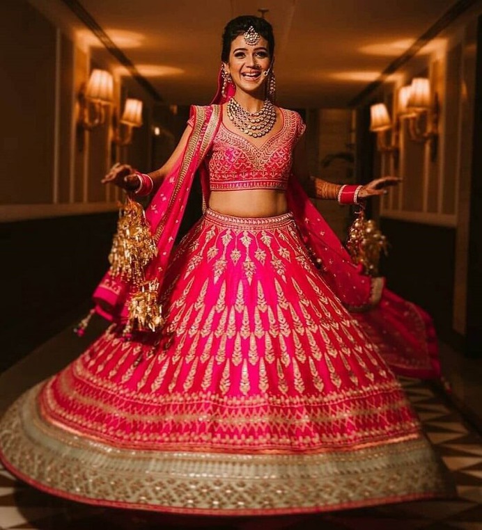 Redish pink lehenga