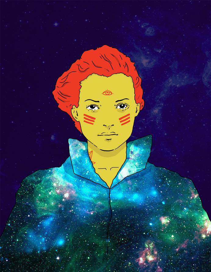 Franco Giovanella Portfolio - Ilustração #illustration #woman #cosmos #universe #color #outer space