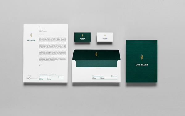 Anagrama | Guy Bauer #emboss #stamp #white #anagrama #stationary #business #card #envelope #letterhead #foil #green