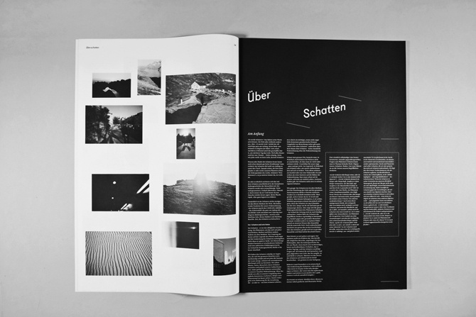 ÜBERSCHATTEN — DIPLOMARBEIT - Sebastian Schichel #white #fugue #black #spread #and #editorial #magazine #typography