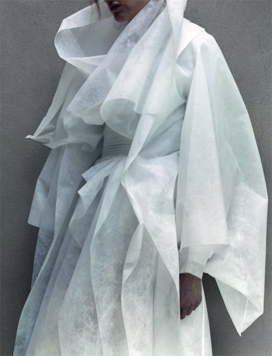 Dazed Summer 2014, "Pugh's Labyrinth" #white #woman #labyrinth #textile #pughs #summer #dazed #fashion #coat