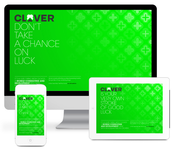 The digital+print visual identity for Clover, a mobile development studio from Zagreb, Croatia. MORE AT > https://www.behance.net/gallery/1 #luck #croatia #fresh #design #clean #digital #brand #behance #identity #zagreb #web #green