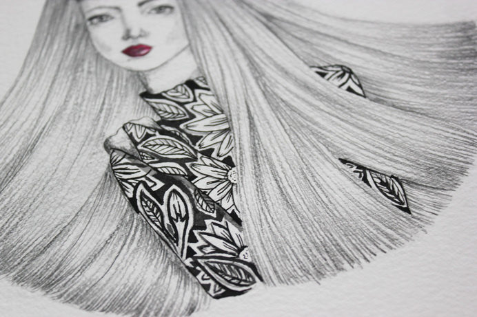 Fashion Illustration by Sophia Mary Mac #fashionillustration #illustration #floral #female #sketch #drawing #draw #ink