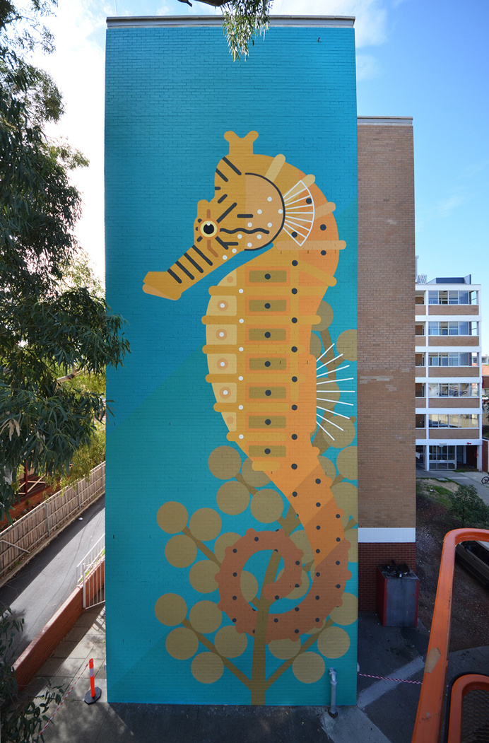 Amok Island #horse #mural #graffiti #building #sea