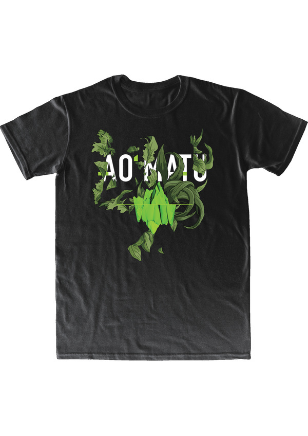 AO MATU t-shirt. Wild and tropical with flora design by Nastya KFKS. KFKS STORE. #tshirt #print #green #black #style #fashion #island #flora