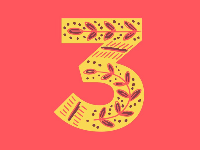 3 mixedmedia illustration flourishes counting applepencil ipadpro paperapp handdrawn typography handlettering numbers