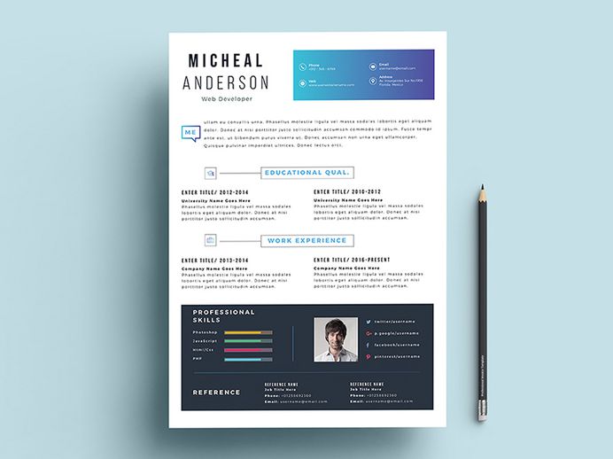 Free Fresh Professional Resume Template with Elegant Design